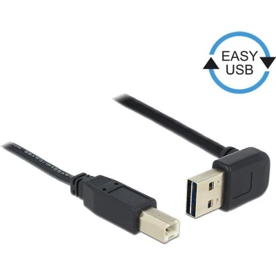 Afbeelding van Delock Easy USB kabel (M) 90 gehoekt, omkeerbaar naar type B recht 2.0 50 cm zwart