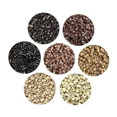 Afbeelding van 1000 stuks micro ringen voor haarverlengingen, parels, siliconen, haar, 5,0 x 3,0 mm, extensions, (bruin)
