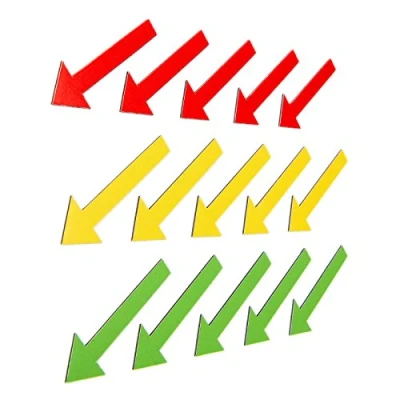 Afbeelding van SMILEYBOARD 15 stuks magnetische pijlen van 6 cm Kleurrijke markeerpijlen in rood, geel en groen Voor presentaties, kantoor thuis