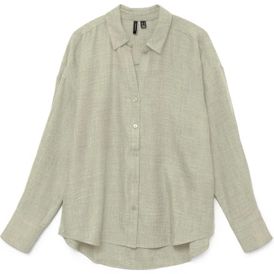 Afbeelding van Vero Moda Blouse Vmmelaney Queeny Ls Shirt Wvn Noos 10316389 Overcast/melange Dames Maat XL