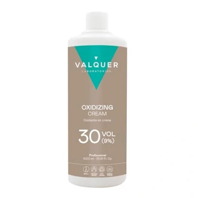 Image de Valquer Profesional Crème Stabilisée Oxygénée, 30 Volumes (69%). Coloration permanente des cheveux. Usage professionnel de la coiffure. Formulation végétalienne 1000 ml