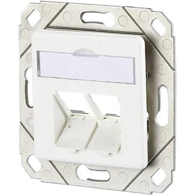 Afbeelding van Metz Connect Modul Dose 2Port UPk unbest.RW Netwerkdoos Inbouw (in muur) Inzet met centraalstuk Zonder connectoren 2 poorten Zuiver wit (RAL 9010)