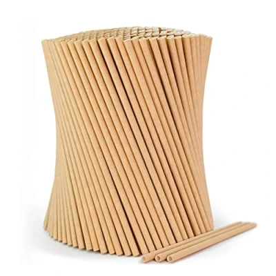 Afbeelding van Wisefood 500 stuks papieren rietjes, bruin, Ø 6 mm, 20 cm, PLA/PE vrij, biologisch afbreekbaar, van stevig kraftpapier
