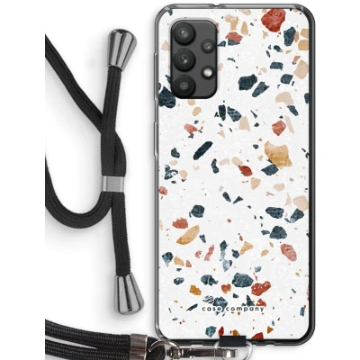 Afbeelding van Case Company® hoesje met Koord geschikt voor Samsung Galaxy A32 4G Terrazzo N4 Telefoonhoesje Zwart Bescherming aan alle Kanten en Over de Schermrand