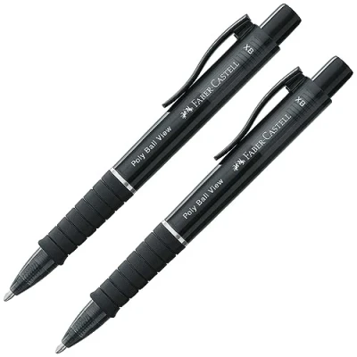 Afbeelding van FABER CASTELL Poly Ball View 205016 balpen met verwisselbare XB vulling, onuitwisbaar, 2 stuks