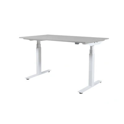 Afbeelding van Lectro Plus bureau, zit sta (64 130cm) hoogte verstelbaar dmv elektromotoren met 160x80cm lichtgrijs 25mm blad en zwart (RAL9005) frame
