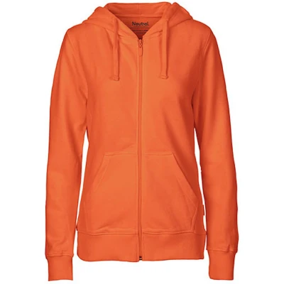 Afbeelding van Fairtrade Ladies Zip Hoodie met capuchon Orange XS