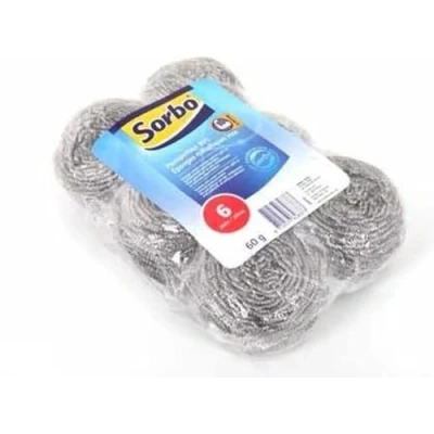 Afbeelding van Sorbo RVS Metaalsponzen Set van 6 Extra Sterk 60 gram per spons