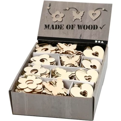 Afbeelding van Houten decoraties, afm 6 cm, dikte 3 mm, 200 stuks