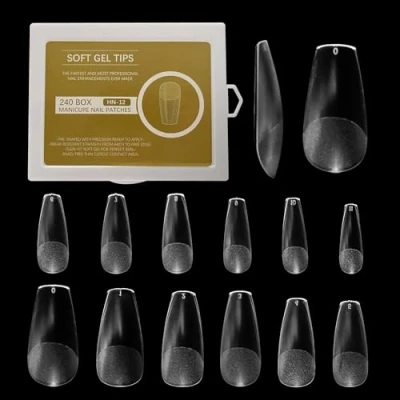 Afbeelding van UBRAVE 240 stuks/12 maten, ballerina kunstnagels, gel, capsule, Amerikaanse nagelcapsules, volledige afdekking, voor nagelstudio&#039;s en doe het zelf nail art