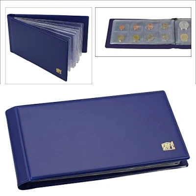 Afbeelding van Safe Safe, Zakformaat, Album (gebonden) voor Munten Ø 40 mm. (80 st.) 10 bladen Blauw afm: 210x105x25 per st.