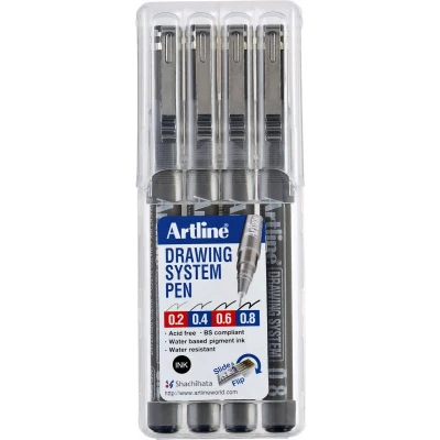 Afbeelding van Fineliner Artline technisch etui met 0.2 0.4 0.6 0.8mm zwart