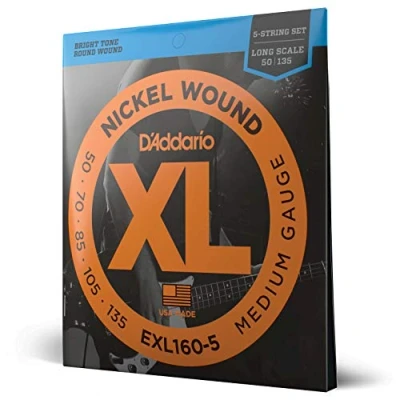Afbeelding van D&#039;Addario EXL160 5 Medium String 50 135 050 bassnarenset
