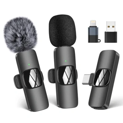 Afbeelding van Draadloze stropdasmicrofoon voor iPhone/Android telefoon/laptop, USB C reversmicrofoon video opname, vlogging, TikTok, YouTube, ruisonderdrukking, plug play clip op microfoon