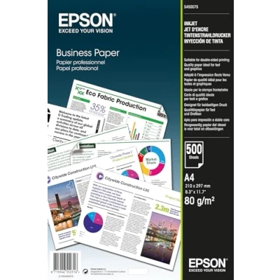 Image de Epson Business Paper A4 (210 x 297 mm) 80 g/m² 500 feuille(s) papier uni pour EcoTank ET 2850, 2851, 2856, 4850, L6460, L6490; WorkForce Pro RIPS WF C879, C5790