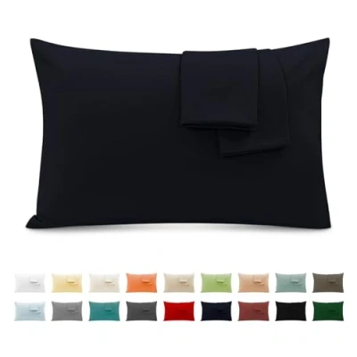 Afbeelding van Kussensloop, 100% katoen, 50 x 80 cm, 2 stuks, rechthoekig, Puro, jersey, 120 g/m², kussensloop duurzaam en hypoallergeen, marineblauw
