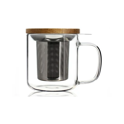 Afbeelding van OGO Theepot/Theetas/Infuser voor 1 met filter en houten deksel 300ml