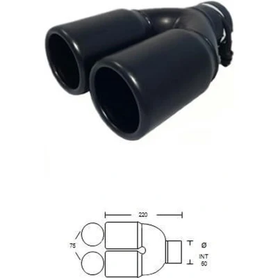 Afbeelding van Zwart Uitlaatsierstuk Dubbel passend 45 60 mm