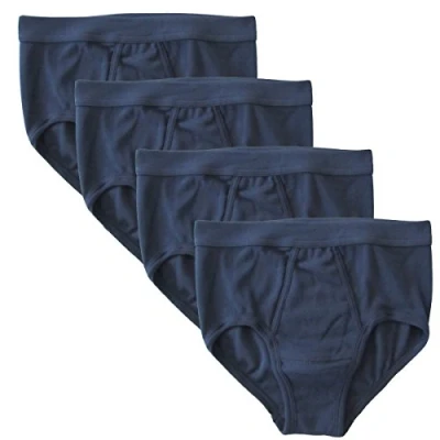Afbeelding van HERMKO 3240 Set van 4 herenslips met fijne ribopening 100% biologisch katoen, wasbaar op 60 C, vele kleuren, Donkerblauw