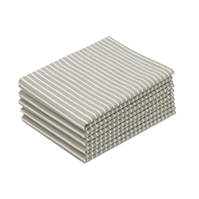 Afbeelding van Theedoeken set van 5, 100% katoen, 50x70 cm, taupe wit gestreept