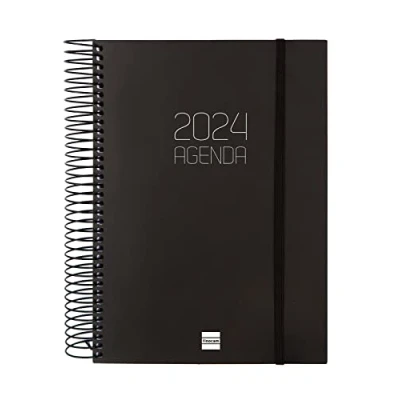 Afbeelding van Finocam Agenda 2024, spiraalbinding, ondoorzichtig, 1 dag per pagina, januari 2024 december (12 maanden), zwart, internationaal