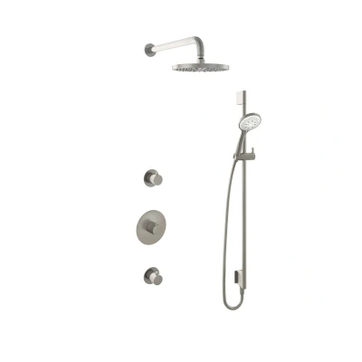 Afbeelding van Hotbath Get together Regendoucheset IBS1 Geborsteld nikkel 3 Standen Handdouche 20cm Hoofddouche Wandarm 35cm met glijstang