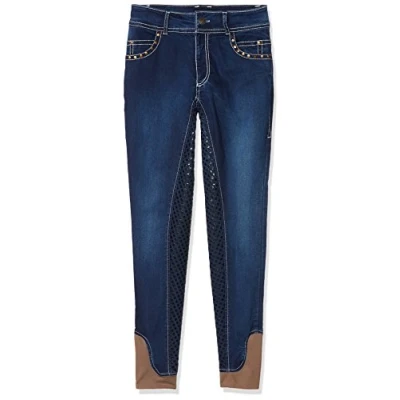 Afbeelding van HKM Rijbroek Pasadena Summer Denim Silic Zitvlak Jeans Blauw 146