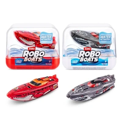 Afbeelding van Robo Alive ZURU 2 stuks robotboten, witte haai en dinosaurus, watergeactiveerd bootspeelgoed, speelgoed voor jongens, badspeelgoed, zwembadspeelgoed (exclusief Amazon)