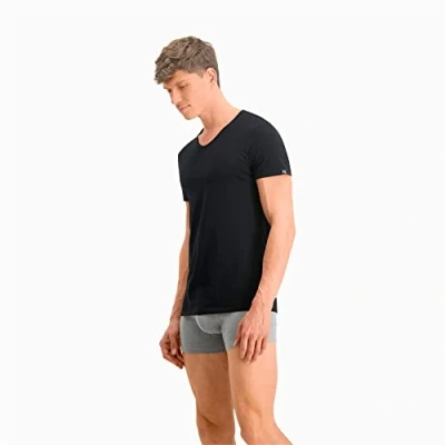 Afbeelding van PUMA Basic T shirt voor heren, V hals, verpakking van 2 stuks, zwart.