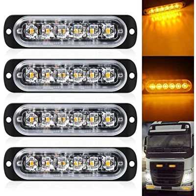 Afbeelding van Defvnsy 4 stuks universele oranje 6 leds auto noodlicht waarschuwingsbaken gevaar flitslamp vrachtwagen aanhangwagen pinkers stroboscooplichten DC12V 24V