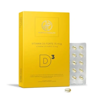 Afbeelding van Perfect Health Vitamine D3 Forte 75mcg Hoge Dosering Voor Volwassenen 90 Capsules Immuunsysteem Vegan