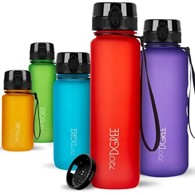 Afbeelding van Drinkfles, 1 liter, softTouch + zeef, BPA vrij, waterfles voor universiteit, werk, fitness, fiets, outdoor, sportfles van Tritan, licht, schokbestendig, herbruikbaar