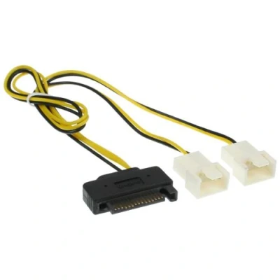 Image de InLine Y cable Adaptateur d&#039;alimentation ventilateur MLI à 4 broches (M) pour alimentation SATA (F) 30 cm