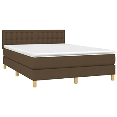 Image de vidaXL Sommier à lattes de lit avec matelas Marron foncé 140x200 cm