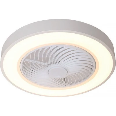 Afbeelding van Freelight plafondventilator Fiato Ø 50 cm witte metalen ventilator top kwaliteit incl. remote speciaal voor lage plafonds met LED verlichting wit