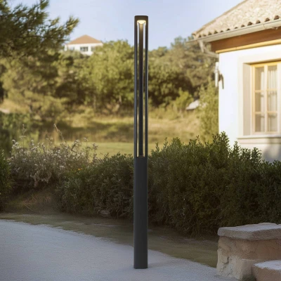Afbeelding van Lucande LED tuinpadverlichting Zarek, donkergrijs, aluminium, hoogte 230cm