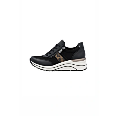 Afbeelding van Remonte D0T09 lage sneakers voor dames, losse zool, Zwart Combi 04, 38 EU Large