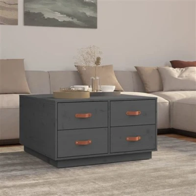 Afbeelding van Salontafel 80x80x45 cm massief grenenhout grijs