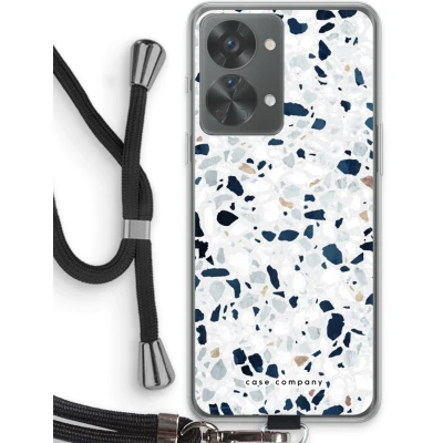 Afbeelding van Case Company® hoesje met Koord geschikt voor OnePlus Nord 2T Terrazzo N1 Telefoonhoesje Zwart Bescherming aan alle Kanten en Over de Schermrand