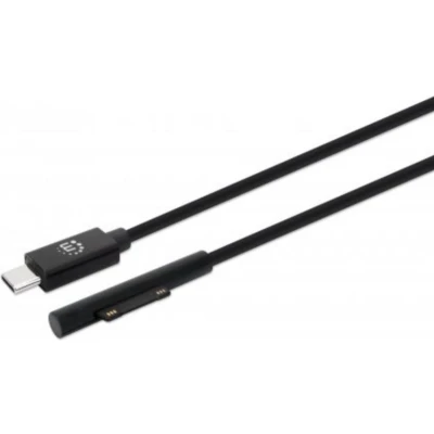 Afbeelding van Manhattan Surface® Connect Ladekabel Surface und USB C Stecker 15V/3A 1,8m schwarz Laadkabel Geschikt voor Windows Phone modellen: Microsoft Surface,