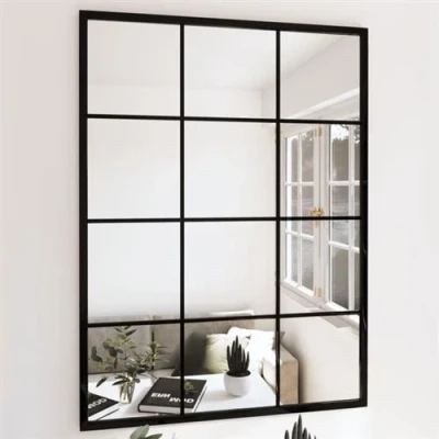 Afbeelding van Wandspiegels 3 st 80x60 cm metaal zwart