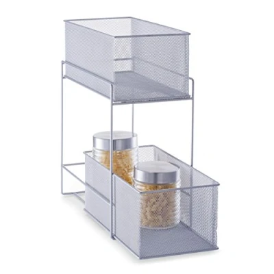 Afbeelding van Zeller keuken/keukenkast organizer uitschuifbaar zilver 18 x 35 42 cm metaal