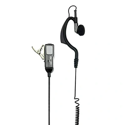 Afbeelding van Midland MA21 L microfoon met verstelbare mono oortelefoon, tweerichtingsradio accessoire dubbele jack/pin spiraalkabel, PTT en VOX naar keuze