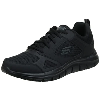 Afbeelding van Skechers Sport Track Sneakers laag, Heren, Maat: 42, Black Leer en textiel