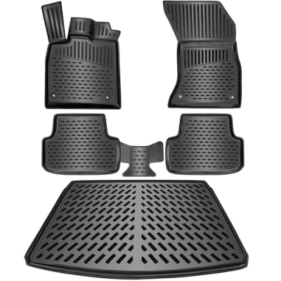 Afbeelding van ELMASLINE Mitsubishi ASX 2010 2/2023 3D rubberen matten en kofferbakmat, accessoireset, antislip met hoge rand, kofferbakmat vloermatten