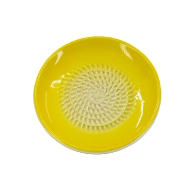 Afbeelding van Kaladia Rasp /schaafbord van keramiek, effen, ideaal voor gember, Parmezaanse kaas, enz., geel, diameter 12 cm, handgemaakt en handbeschilderd, Made in Spanje