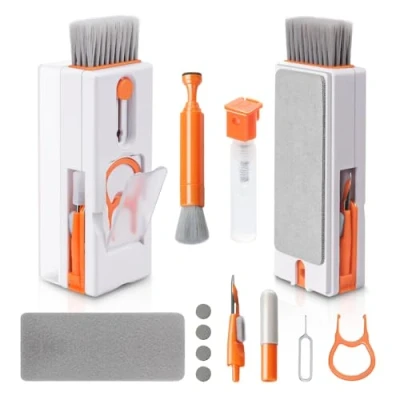 Afbeelding van Alyvisun Toetsenbordreinigingsset, 11 in 1 multifunctionele pc toetsenbordreiniger, gereedschapsborstel, voor tablet, telefoons, computer, hoofdtelefoon, oranje