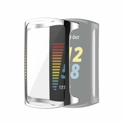Afbeelding van Fitbit Charge 5 &amp; 6 siliconen case (volledig beschermd) Zilver