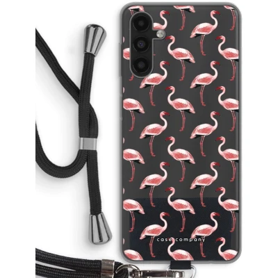 Afbeelding van Case Company® hoesje met Koord geschikt voor Samsung Galaxy A13 5G Flamingo Telefoonhoesje Zwart Bescherming aan alle Kanten en Over de Schermrand