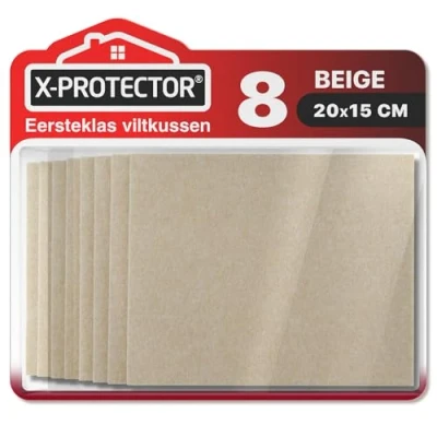 Afbeelding van Meubilair Pads Vloerbeschermers X PROTECTOR 8 pcs Vilten Vellen 20x15 cm Beige voor Stoelpoten Premium Meubelpoten Gesneden Voetglijders Die je Nodig Hebt